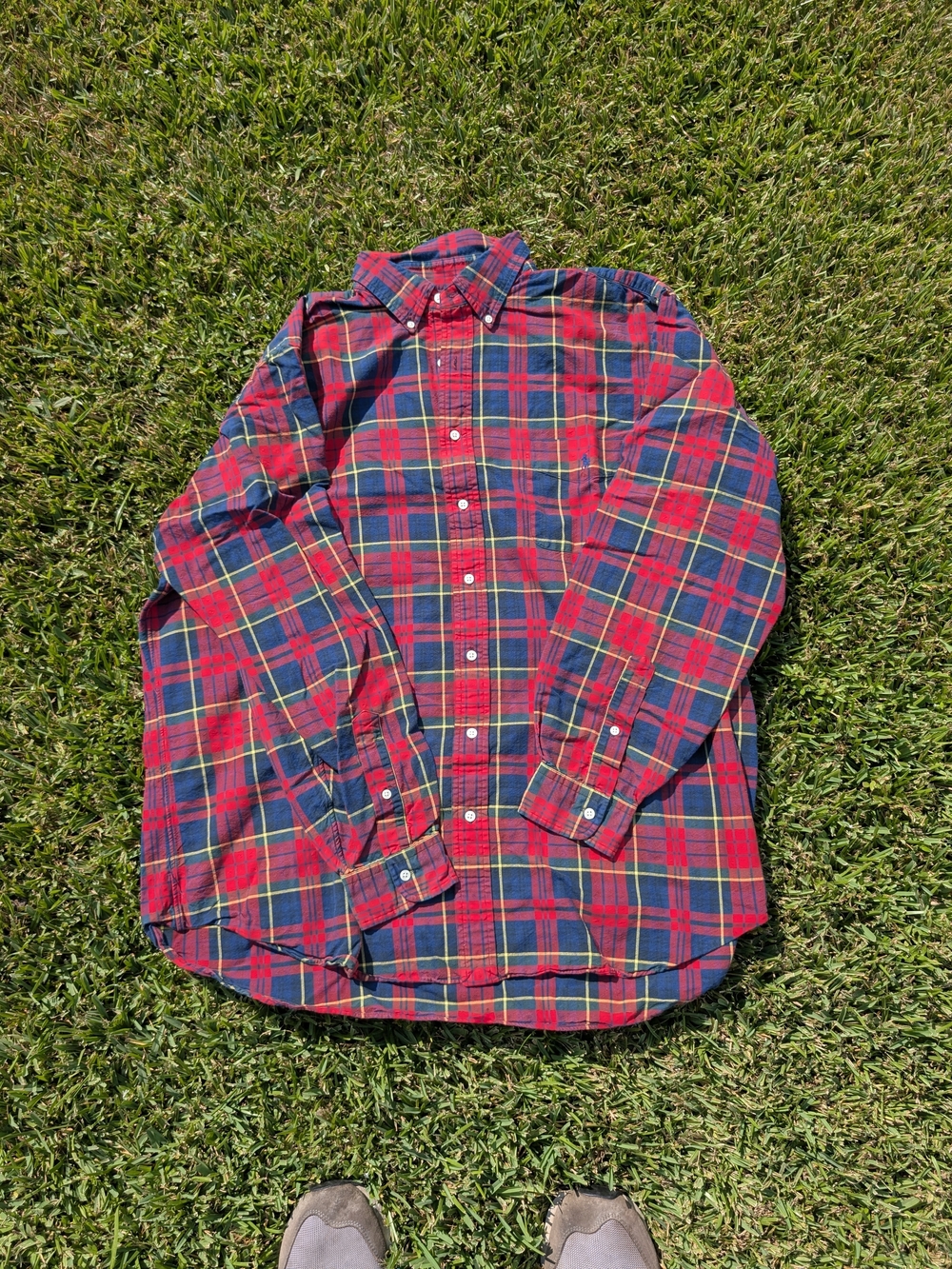 Ralph Lauren Red and Blue Plaid Button-Down Shirt